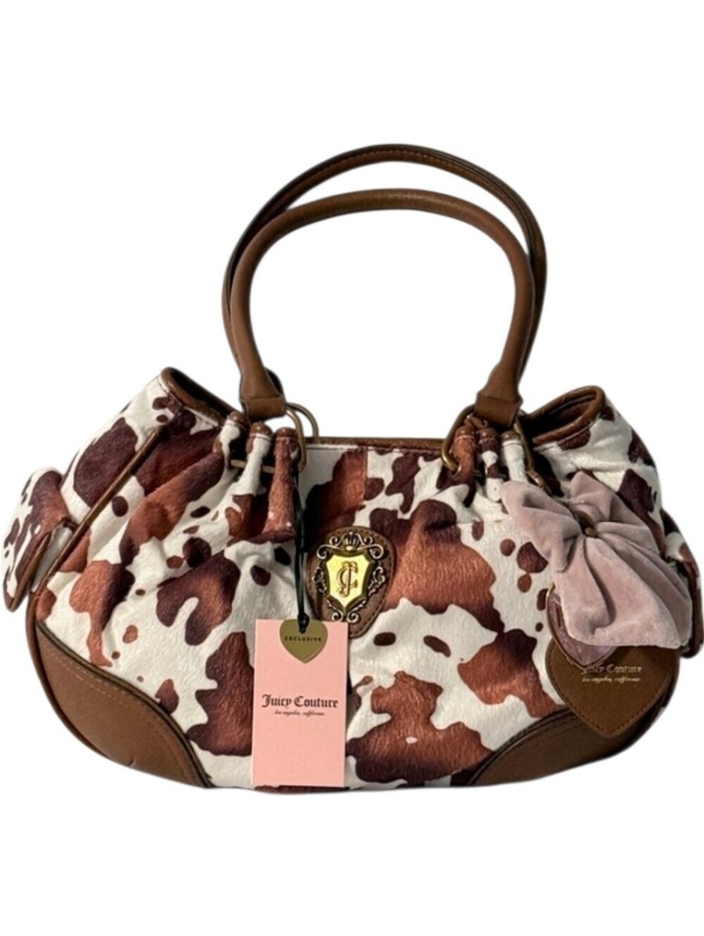 🤎▪️Juicy Couture▪️ Brown & White Romance Cowhide Saddle Satchel